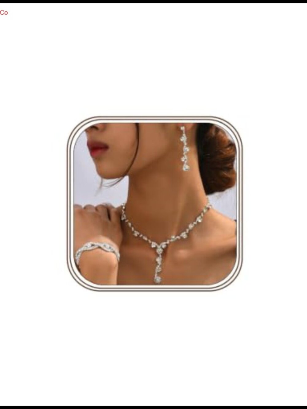 Silver Cubic Zirconia Wedding Jewelry Set Necklace Earrings Bracelet Ring